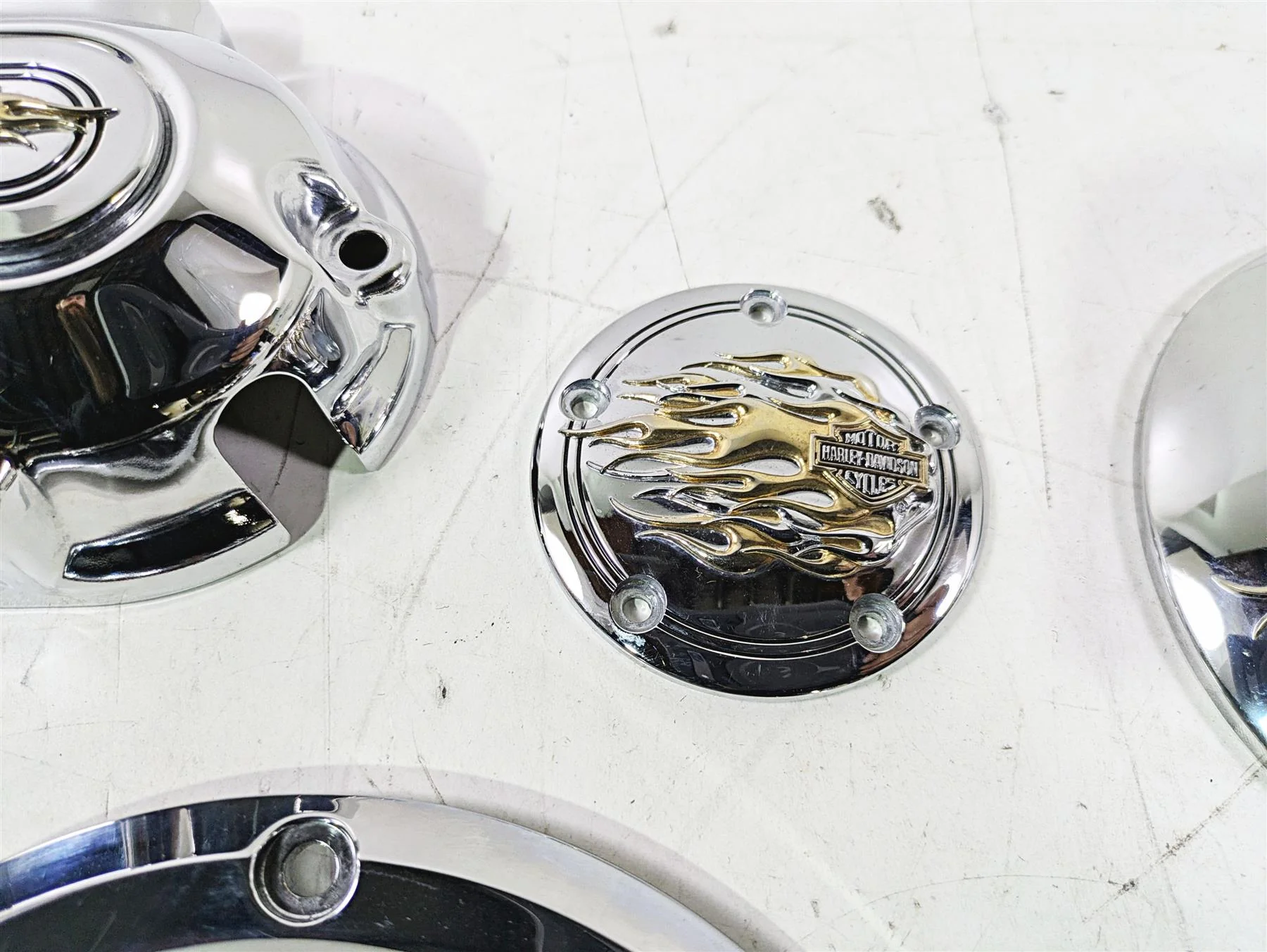 2015 Harley Touring FLHTKL E -Glide Low Gold Flames Chrome Cover Set 61319-09 - Image 5