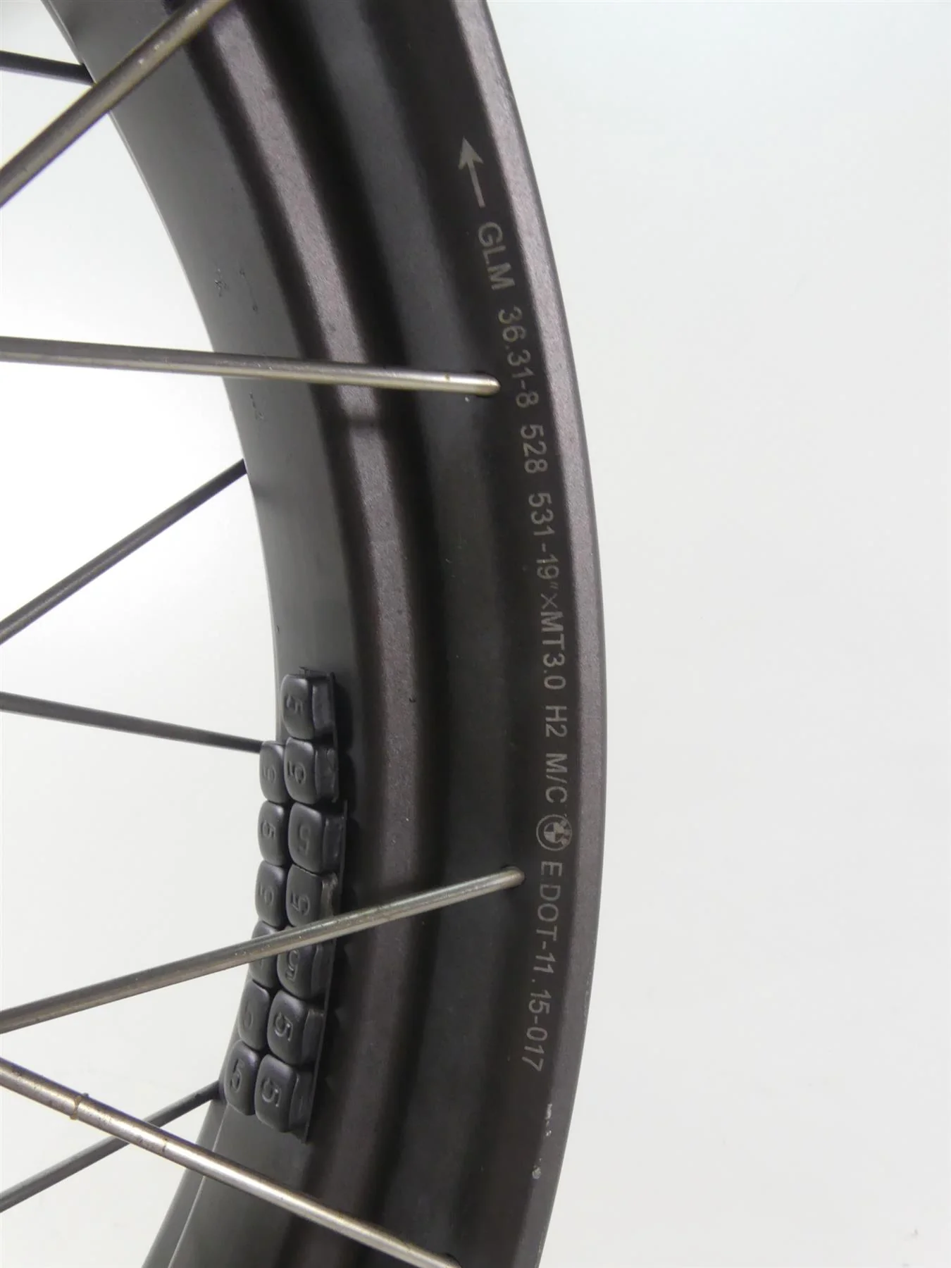 2016 BMW R1200GS K50 Straight Front Spoke Wheel Rim 19x3 36318528531 - Image 7