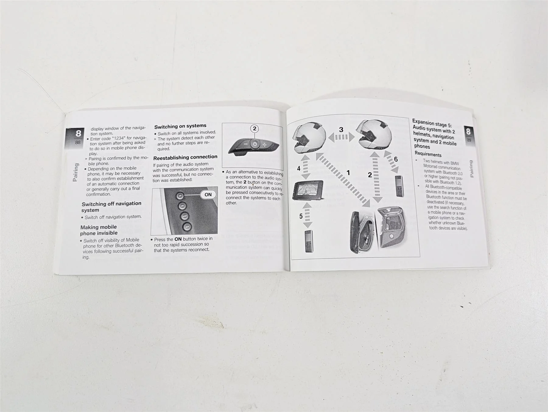 2016 BMW R1200RT K52 Audio System Pairing Risers Owner Manual  01418551487 - Image 5
