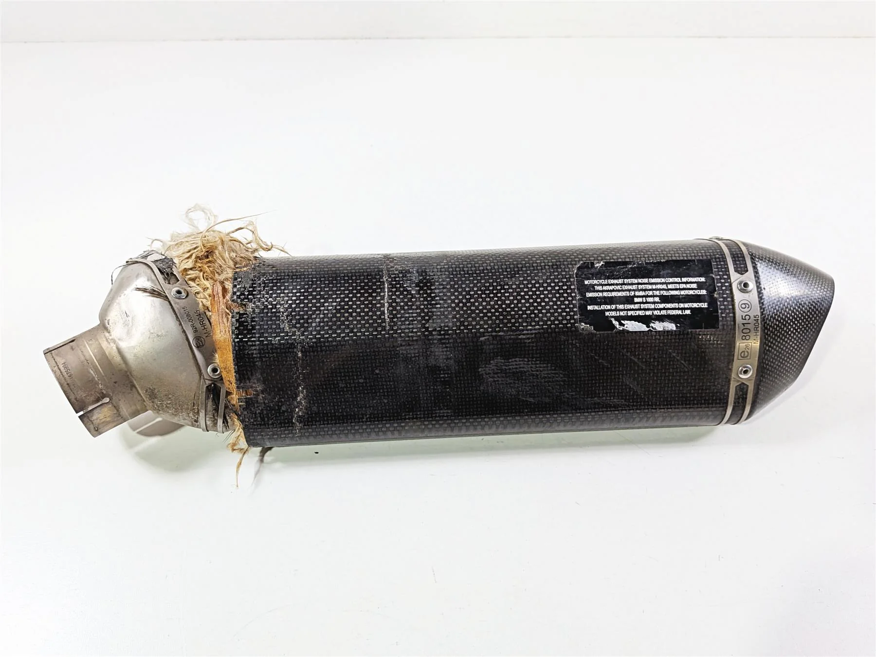 2016 BMW S1000RR K46 Damaged Akrapovic Carbon Fiber Exhaust Pipe Muffler M-HR045 - Image 6