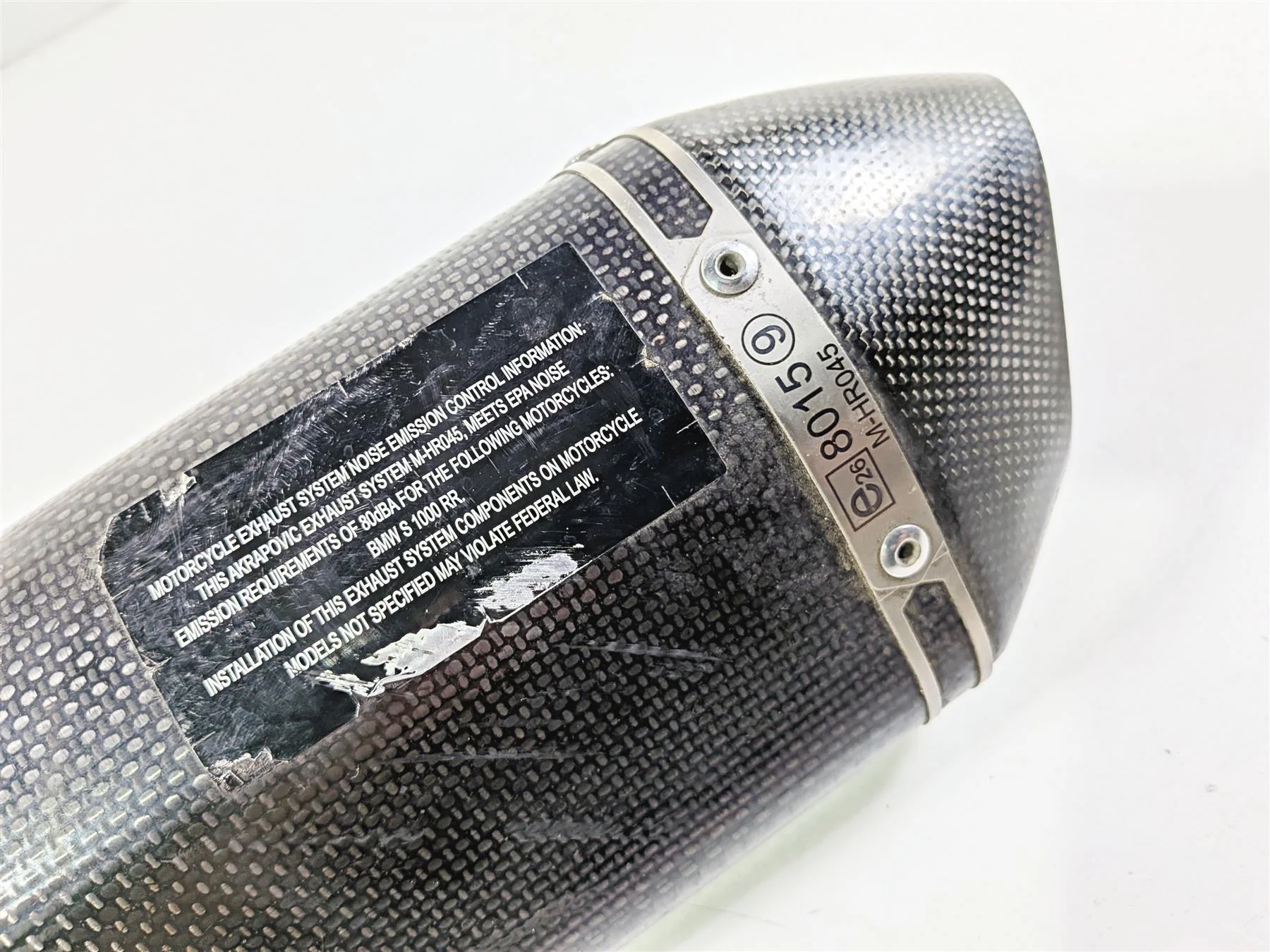 2016 BMW S1000RR K46 Damaged Akrapovic Carbon Fiber Exhaust Pipe Muffler M-HR045 - Image 8