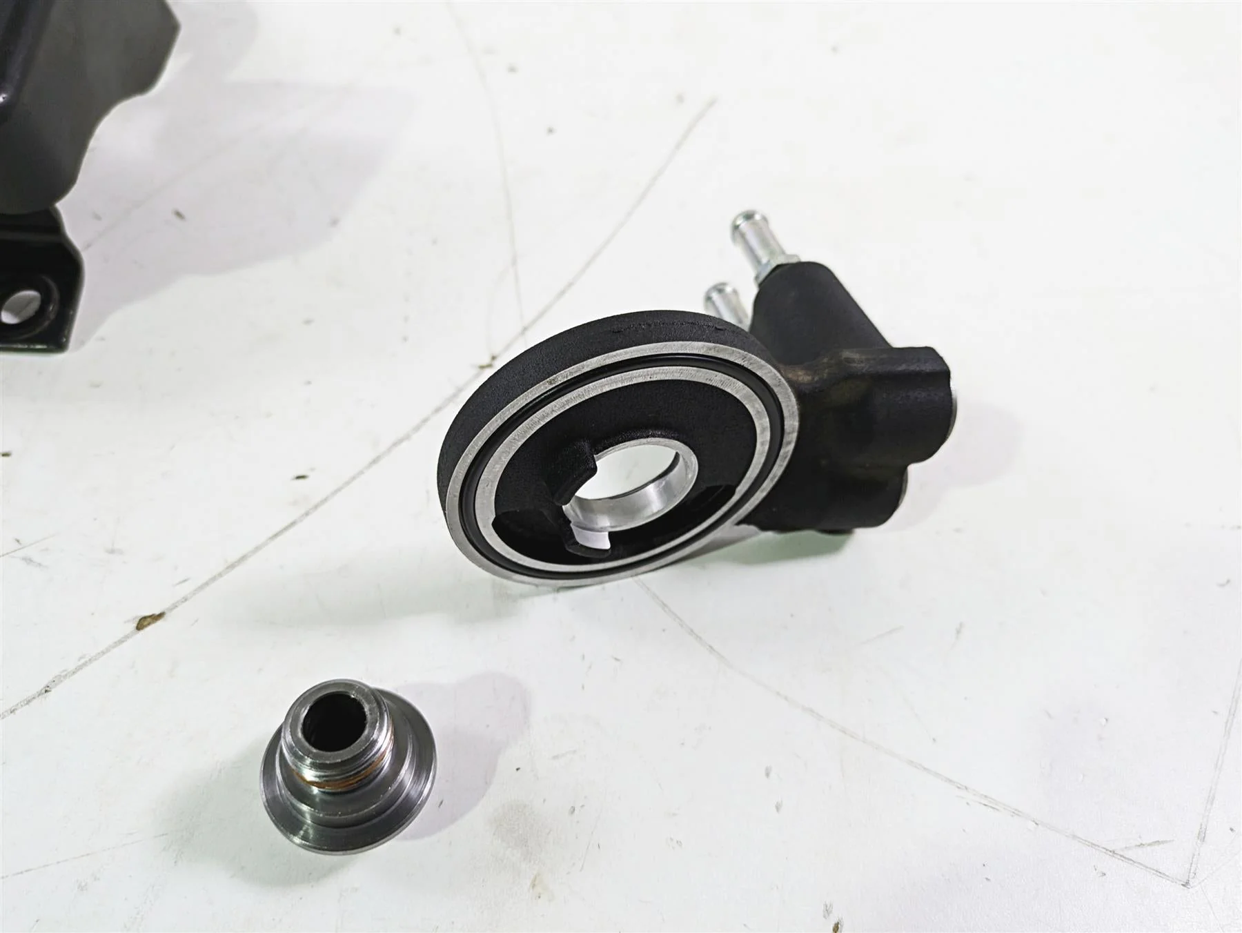 2016 Harley Touring FLTRX Road Glide Oil Cooler Flange Cover Set 63083-11A - Image 4