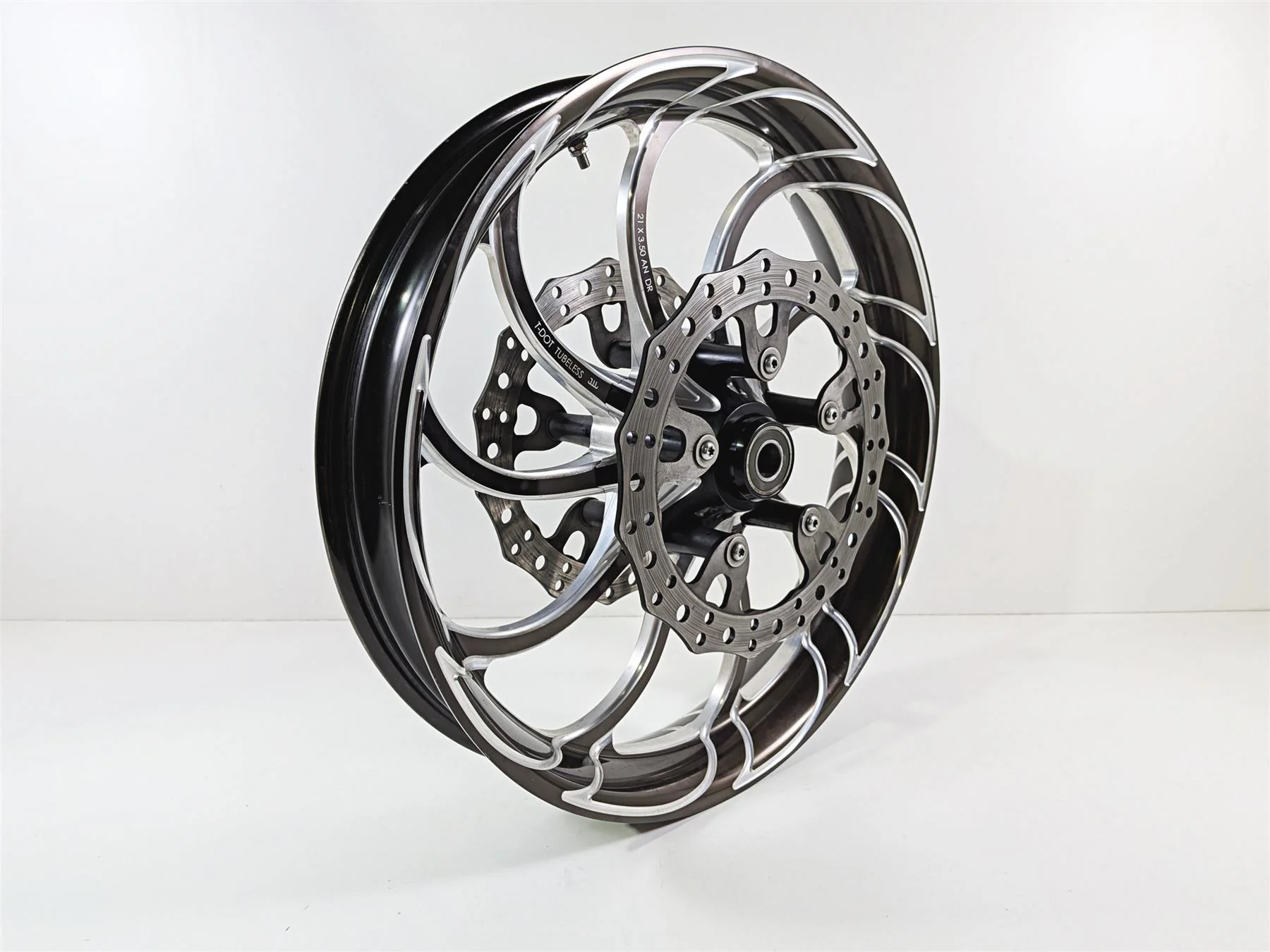 2017 Harley Touring FLHXS Street Glide Arlen Ness 21x3.5 Drift Front Wheel Rim & Rotors 71-568 - Image 4