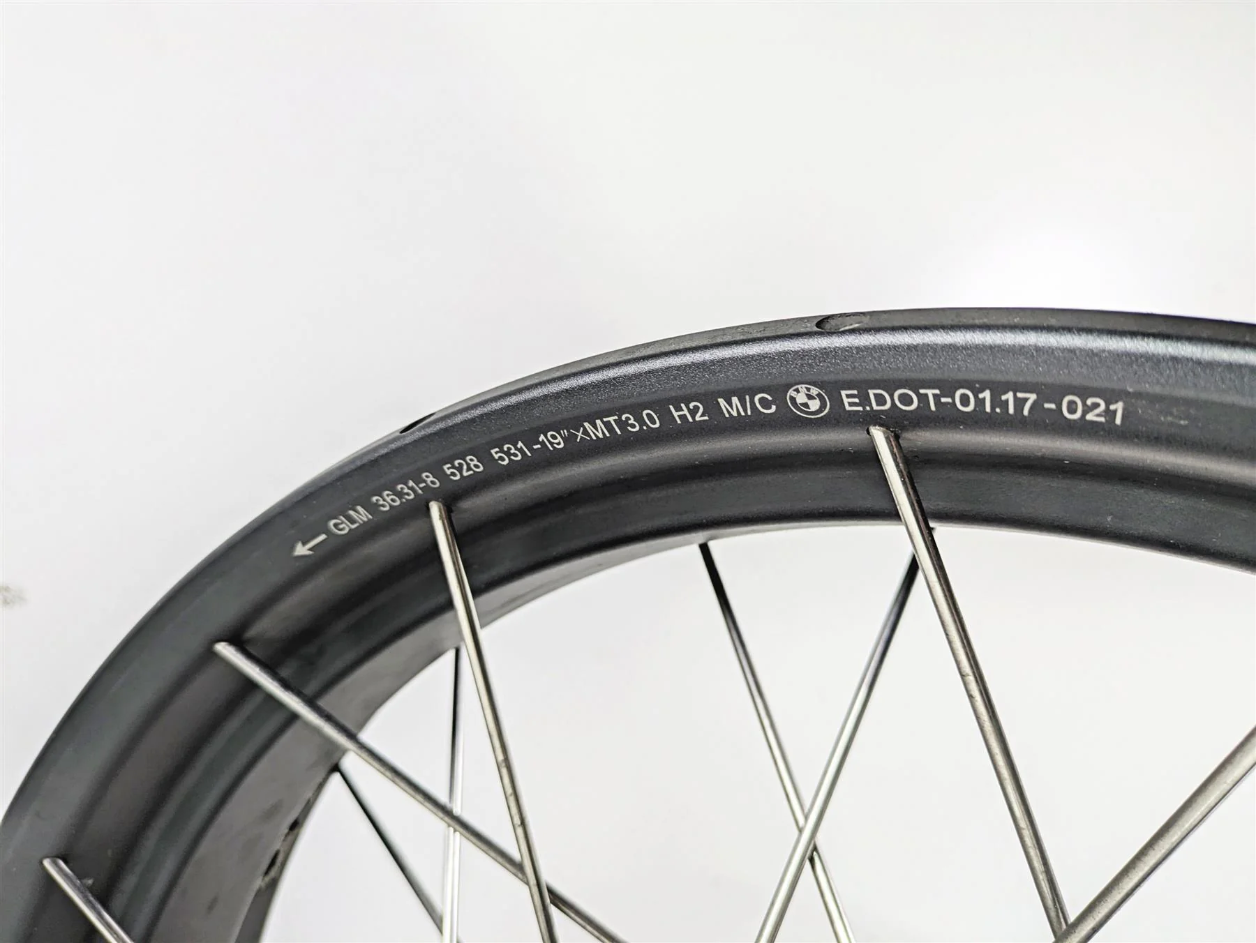 2018 BMW R nineT Urban GS K33 Straight 19x3 Front Wheel Spoke Rim 36318562512 - Image 7