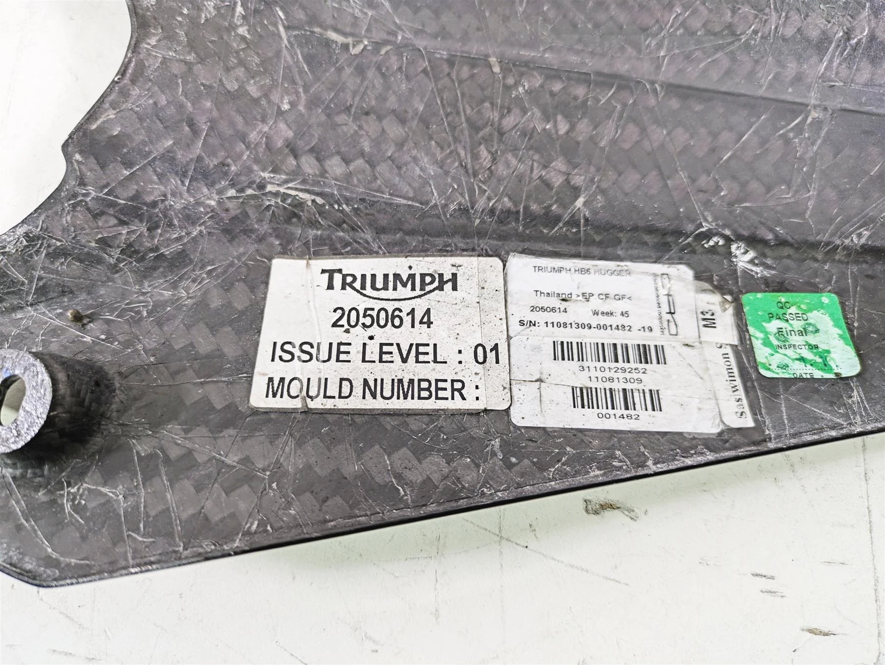 2020 Triumph Daytona 765 Moto2 Carbon Fiber Rear Mud Flap Fender T2050614 - Image 11
