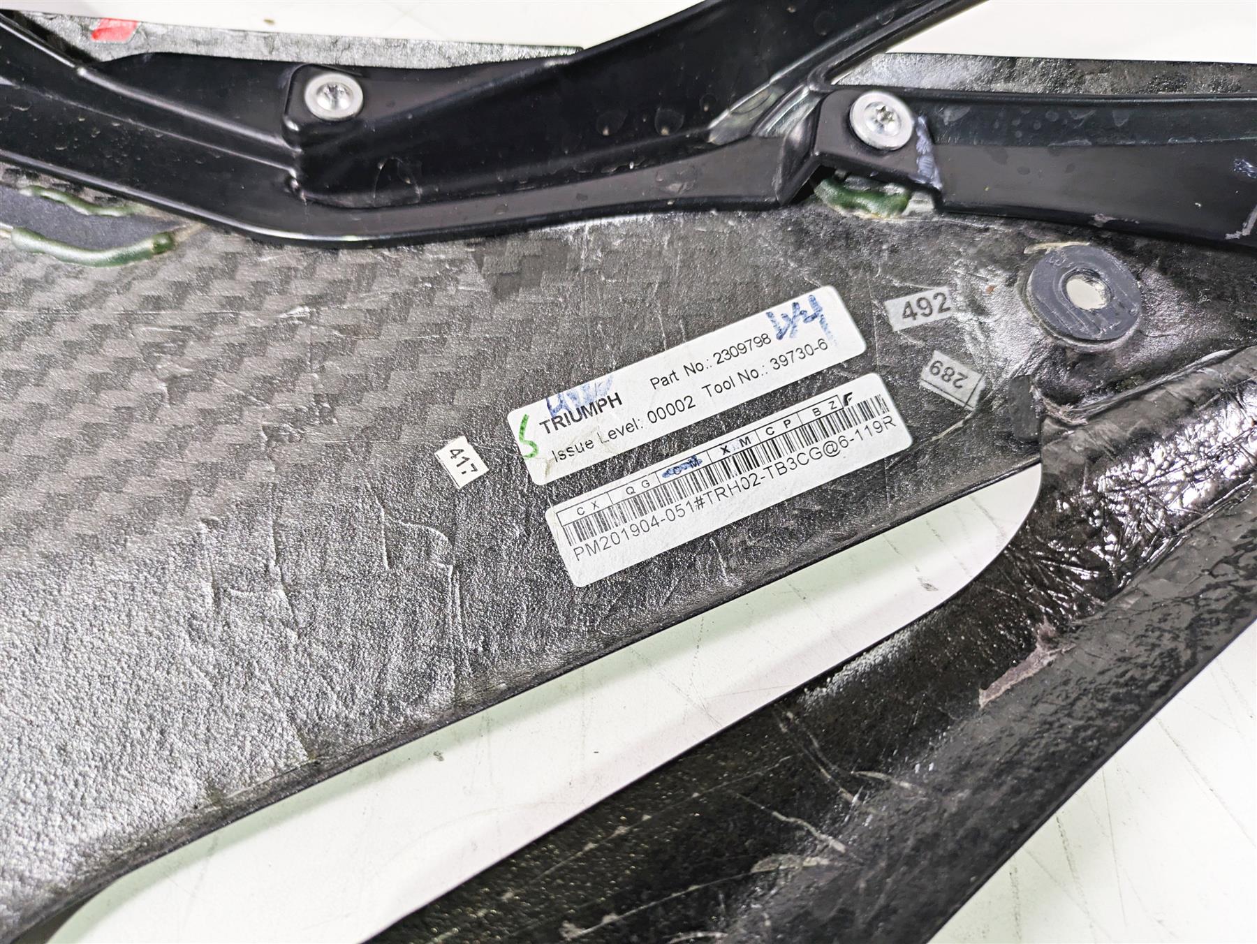 2020 Triumph Daytona 765 Moto2 Right Main Side Carbon Cover Fairing T2309798 - Image 12