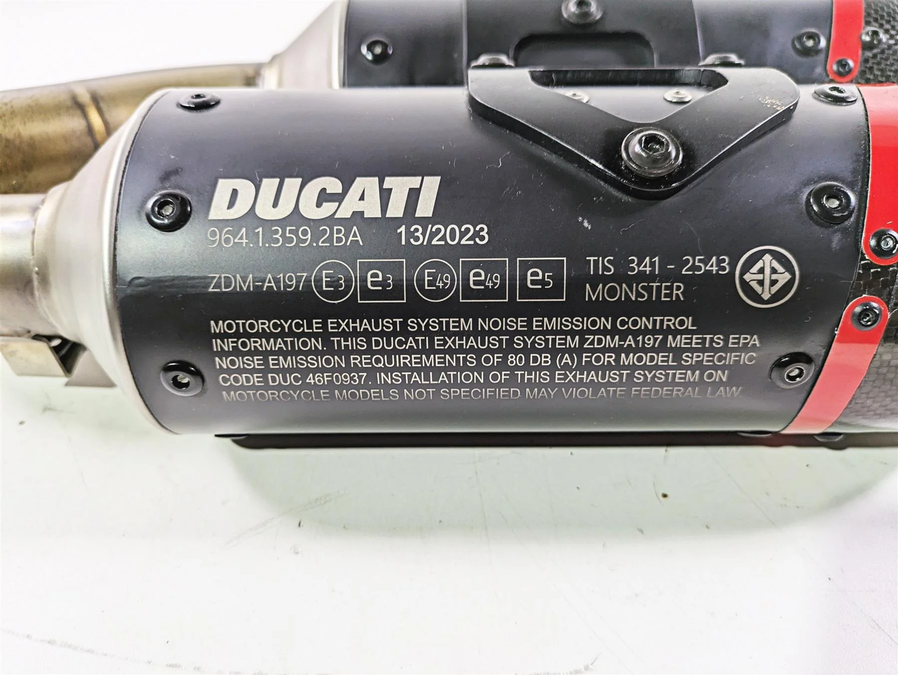 2023 Ducati Monster 937 SP Termignoni Exhaust Muffler & Heat Shield 96413592BA - Image 8