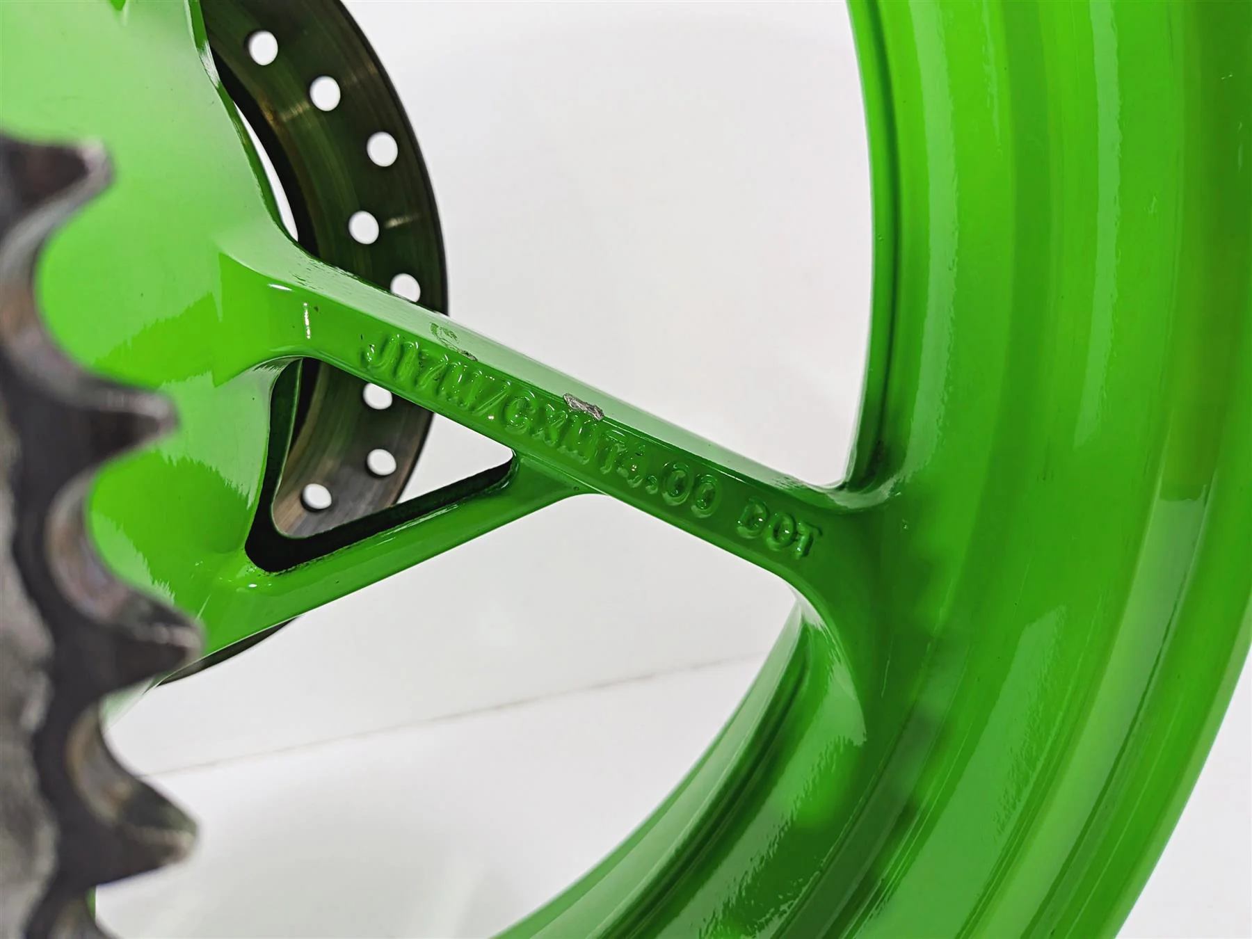 2024 Kawasaki EX500 Ninja 40th An. Strght Green Rear Wheel Rim 17x4  41073-0753 - Image 3
